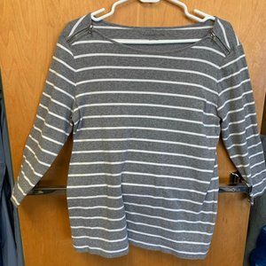 Croft and Barrow striped sweater with zipper shoulder detail